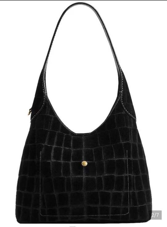 COACH Handbags - COACH Brooklyn Shoulder Bag 28 in Black Crocodile-Embossed Suede